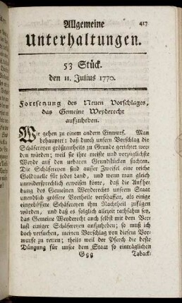 53 Stück. den 11. Julius 1770.