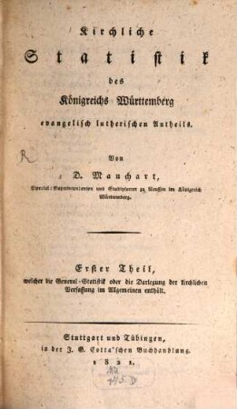 Kirchliche Statistik des Königreichs Württemberg evangelisch-lutherischen Antheils, 1