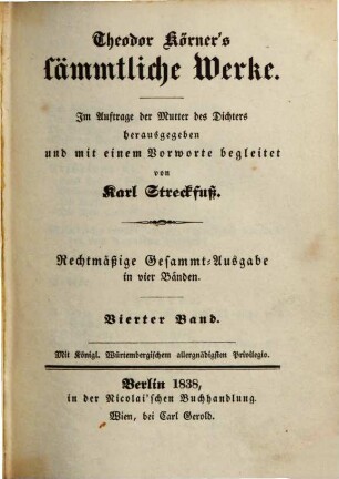 Theodor Körner's sämmtliche Werke, 4