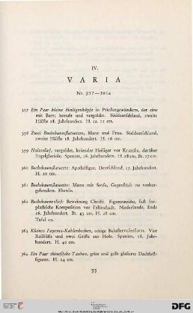 IV. Varia (Nr. 357-381)