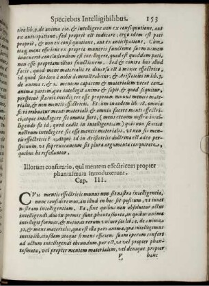 Illorum confutatio, qui mentem effectricem propter phantasmara introduxerunt. Cap. III.