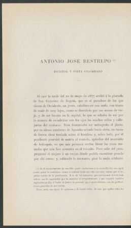 Antonio José Restrepo : Escritor y poeta colombiano