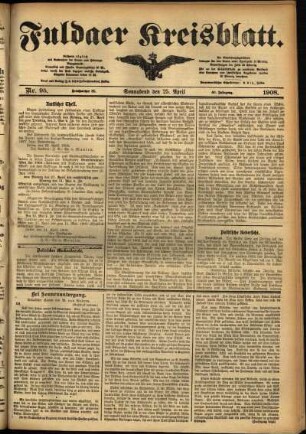 Ausgabe vom Samstag, den 25. April 1908.