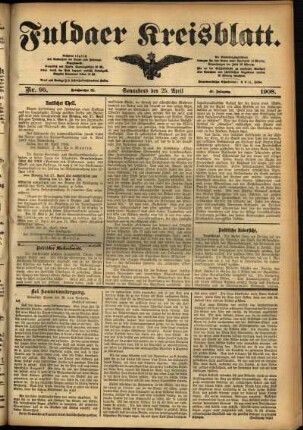 Ausgabe vom Samstag, den 25. April 1908.