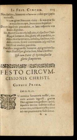 Festo Circumcisionis Christi. Concio Prima.
