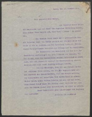 Brief an Bernhard Sekles : 12.11.1920