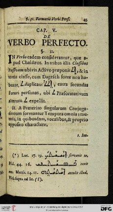 Cap. V.: De verbo perfecto