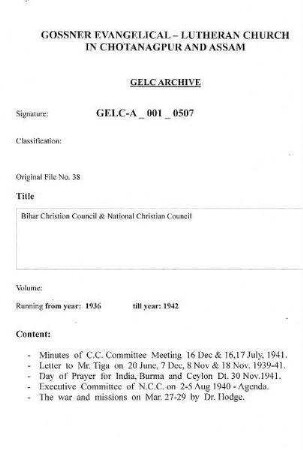 Bihar Christian Council & National Christian Council