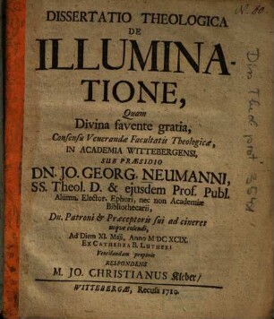 Dissertatio theologica de illuminatione