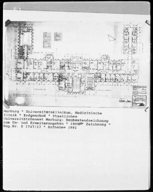Marburg, Universitätsklinik, Medizinische Poliklinik, Plan zum Um- und Erweiterungsbau, Erdgeschoss