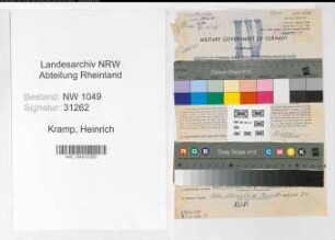 Entnazifizierung Heinrich Kramp , geb. 16.01.1897 (Autoschlosser)