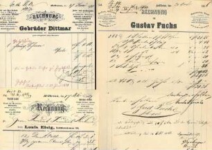Rechnungen, Briefbögen, Postkarten u.ä. von Heilbronner Firmen mit typografischer Gestaltung D, E, F
