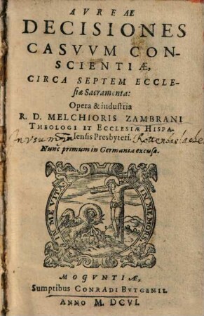 Avreae Decisiones Casvvm Conscientiae, Circa Septem Ecclesiae Sacramenta