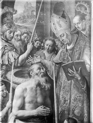Altar mit der Darstellung des Triumphes Christi — Die Taufe des Königs von Silena