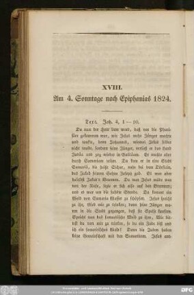 XVIII. Am 4. Sonntage nach Epiphanias 1824.