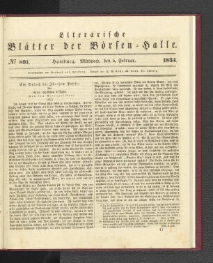No 891. Hamburg. Mittwoch, den 5. Februar. 1834.: No. 891, Hamburg. Mittwoch, den 5. Februar. 1834.