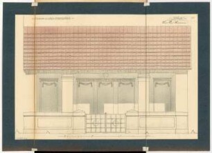 Erbbegräbnis Monatskonkurrenz Oktober 1909: Aufriss Vorderansicht; Maßstabsleiste