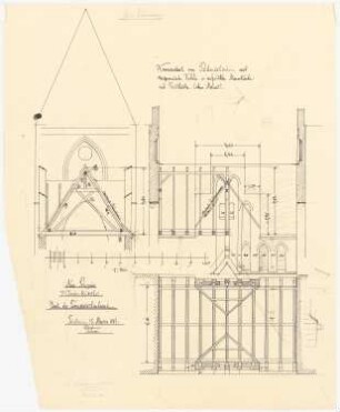 Klosterkirche, Neuruppin Turmbau: Dach des Turmzwischenbaues, Details 1:50