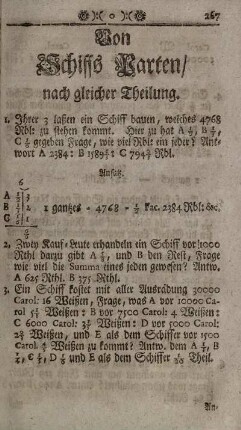 von Schiffs Parten/ nach gleicher Theilung. - Von Factoreyen.