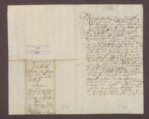 Verkaufsbrief des Paulin Eller von Durmersheim an Hans Georg Rumell über eine Stallung mit 1/2 Viertel Garten