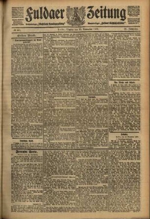 Erste Ausgabe vom Montag, den 15. November 1909.
