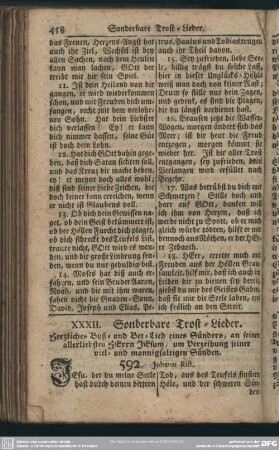 XXXII. Sonderbare Trost-Lieder.