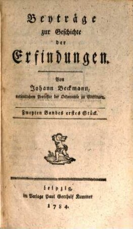 Beyträge zur Geschichte der Erfindungen, 2. 1784/88