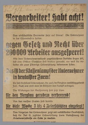 "Bergarbeiter! habt acht!"
