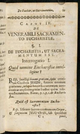 39-54, §. I. De Eucharistia, Ut Sacramentum Est.