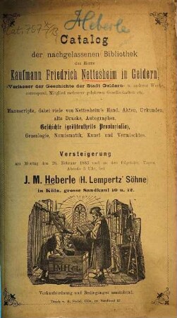 Katalog. [13.] 1883, 26. Febr.