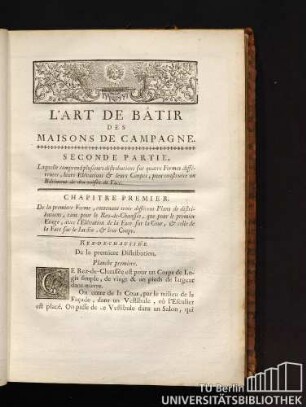 L'Art De Bâtir Des Maisons De Campagne. Seconde Partie.