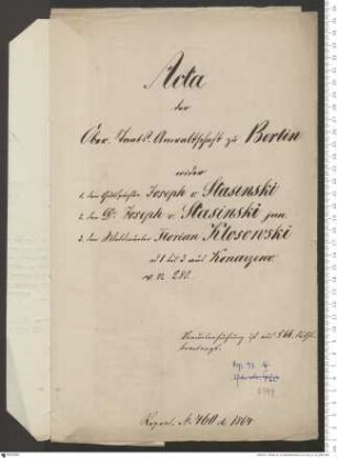 Stasinski, Joseph, Gutspächter, aus Konarzewo/Prov. Posen