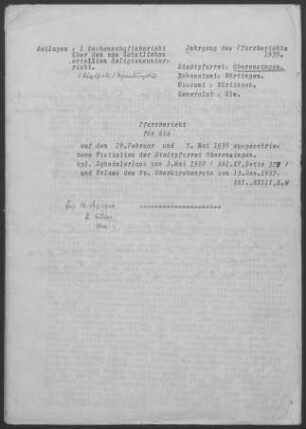 Oberensingen-Hardt mit Zizishausen: Pfarrbericht 1935
