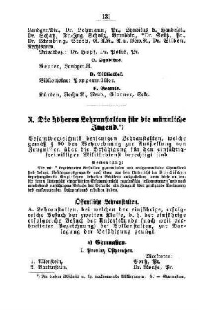 Die höheren Lehranstalten für die männliche Jugend