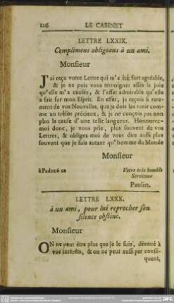 Lettre LXXX. a un ami, pour lui reprocher son silence obstine