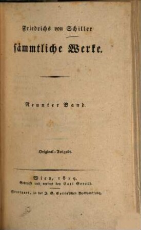 Friedrichs von Schiller sämmtliche Werke, 9. Band