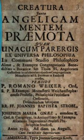 Creatura Juxta Angelicam Mentem Praemota