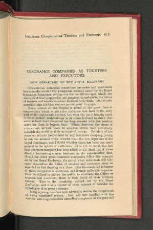 Insurance Companies as Trustees and Executors.