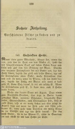 Sechste Abtheilung. Verschieden Fische zu kochen und zu braten