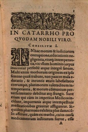Consiliorum, Et Epistolarum Medicinalium, Joh. Cratonis A Kraftheim, Archiatri Caesarei ... Liber .... 1
