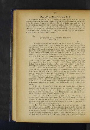 Der offene Brief an Dr. Solf.