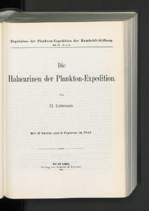 Bd 2,G,a,[Beta]: Die Halacarinen der Plankton-Expedition