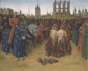 Grandes Chroniques de France — König Philipp Augustus läßt Häretiker verbrennen, Folio 236