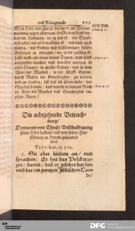 Die achtzehende Betrachtung [...].