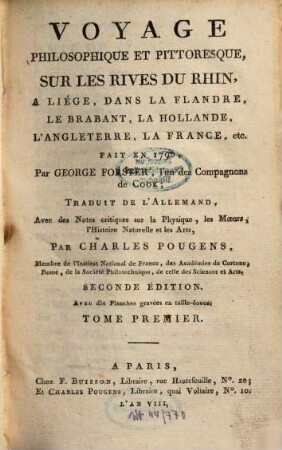 Voyage philosophique et pittoresque sur les rives du Rhin fait en 1790, 1