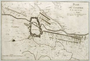 WHK 22 Österreichischer Sukzessionskrieg 1740-1748 bis zum Aachener Frieden: Plan von Courtrai mit Feldlagern, 1744