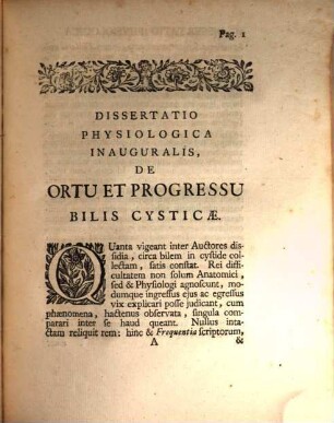 Diss. physiol. inaug. de ortu et progressu bilis cysticae