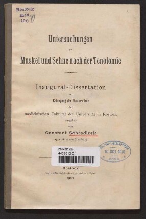 Untersuchungen an Muskel und Sehne nach der Tenotomie