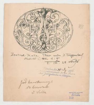 Thiersch, Friedrich von; München; Justizpalast - Türgitter in der Zentralhalle (Ansicht)