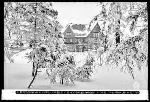 Hermsdorf im Erzgebirge bei Rehefeld, Hotel Kurhaus Wettin im Winter